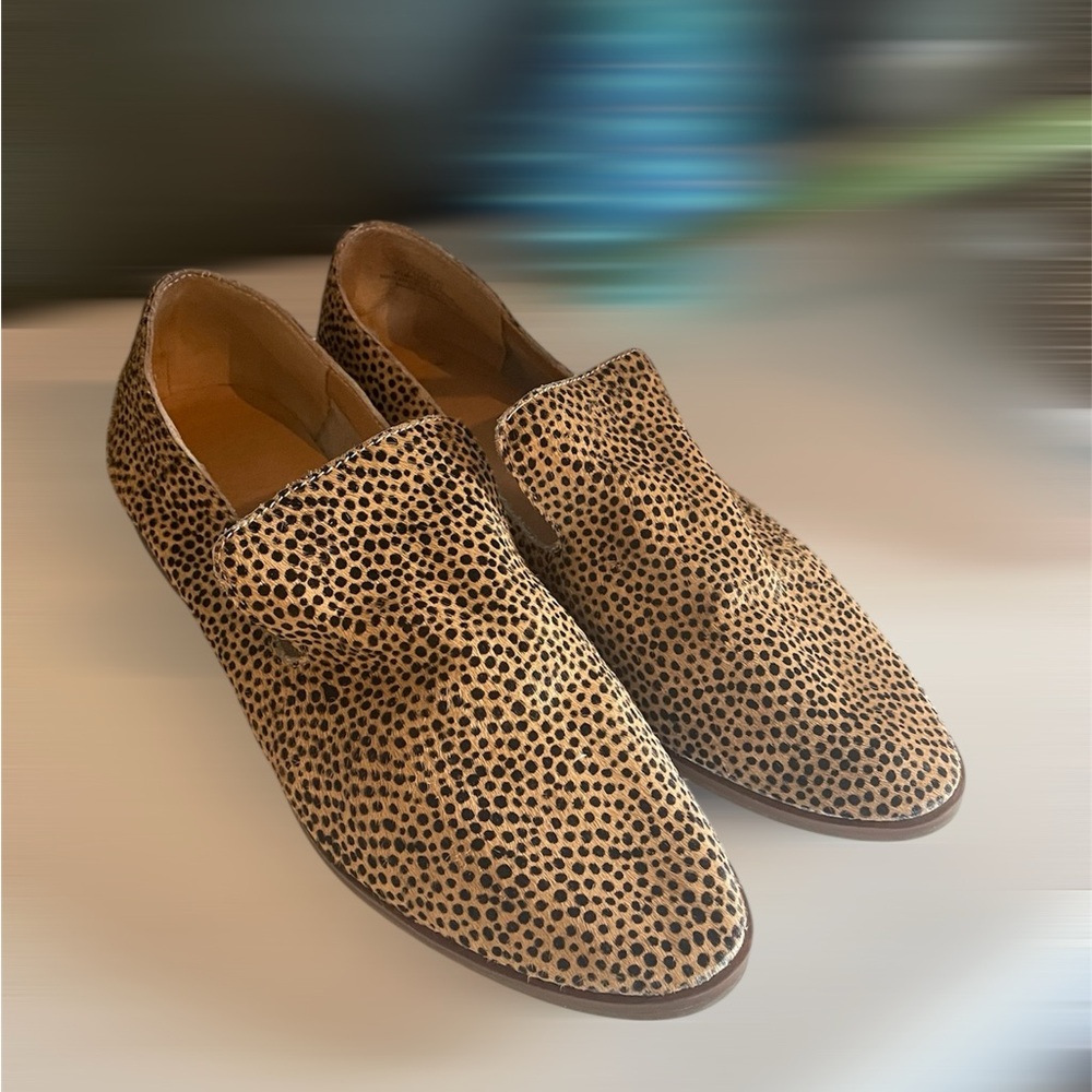 Tan Black Cow Hair Loafers Flats